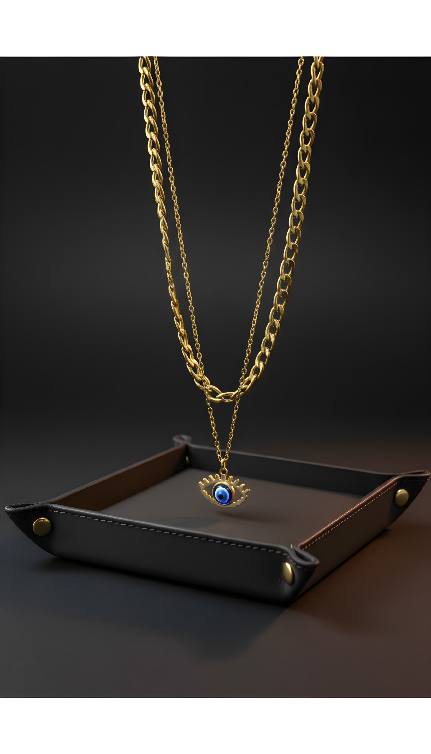 گردنبند دولاین استیل با زنجیر کارتیر